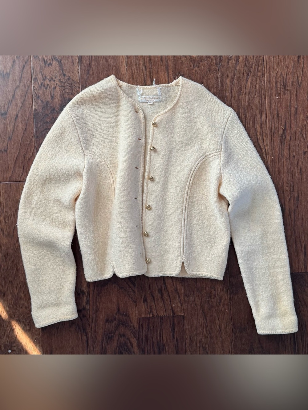 vintage Tally Ho boiled wool button-front cardigan jacket 10 - Picture 2 of 7
